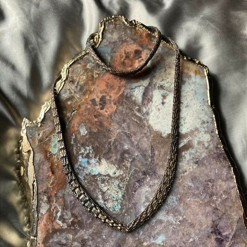 Vintage Italian 925 silver braided matching bracelet and necklace set